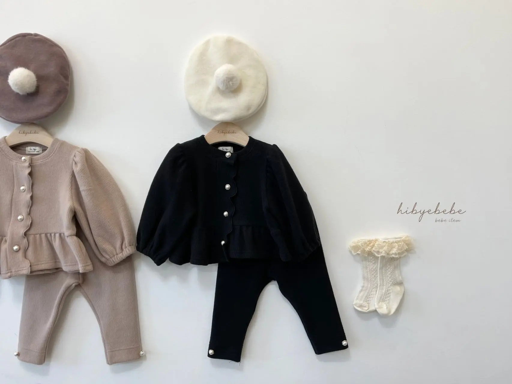 Hi Byebebe - Korean Baby Fashion - #babyoutfit - Wave Cardigan Top Bottom Set - 3
