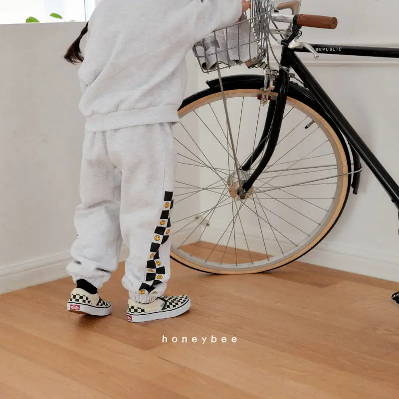 Honeybee - Korean Children Fashion - #Kfashion4kids - Check Smile Top Bottom Set - 2