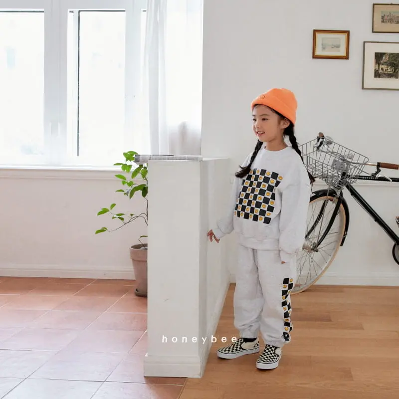 Honeybee - Korean Children Fashion - #designkidswear - Check Smile Top Bottom Set - 10