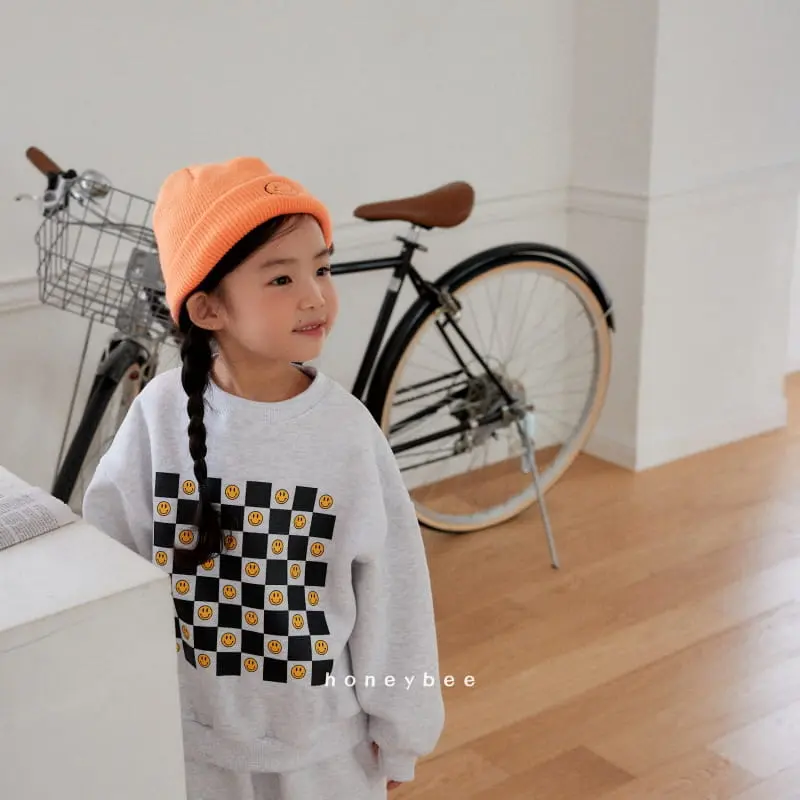 Honeybee - Korean Children Fashion - #discoveringself - Check Smile Top Bottom Set - 11