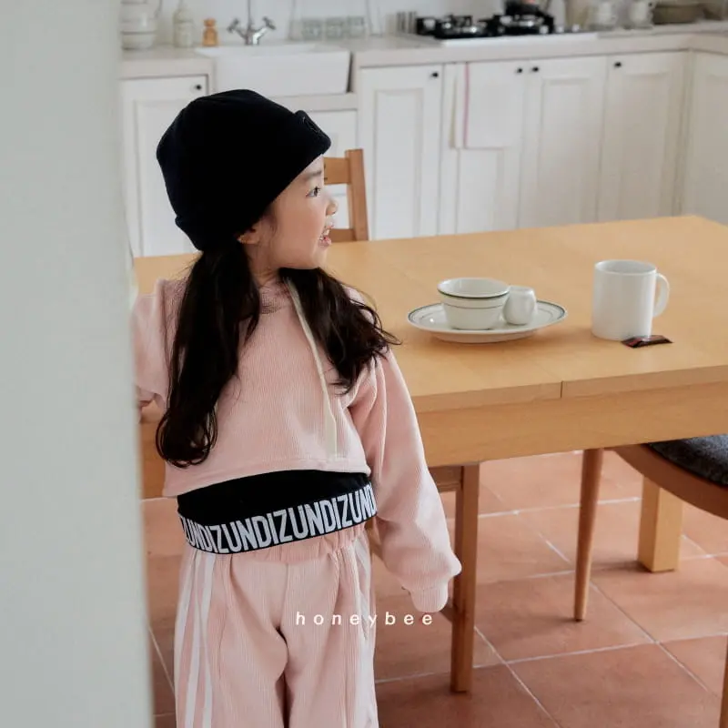 Honeybee - Korean Children Fashion - #fashionkids - Crop Rin Hoody Top Bottom Set - 11