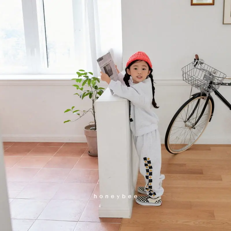 Honeybee - Korean Children Fashion - #minifashionista - Check Smile Top Bottom Set - 5