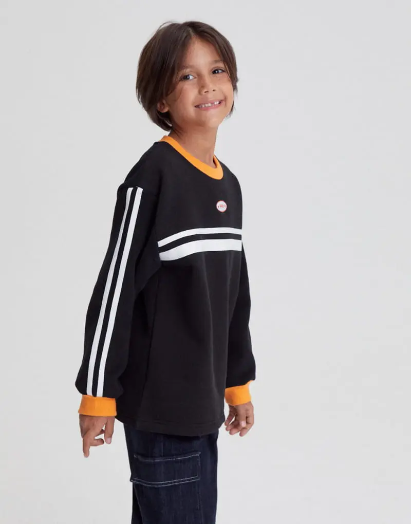 Kokoyarn - Korean Junior Fashion - #designkidswear - Line Tape Sweatshirt - 3