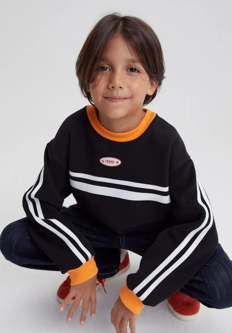 Kokoyarn - Korean Junior Fashion - #fashionkids - Line Tape Sweatshirt - 5