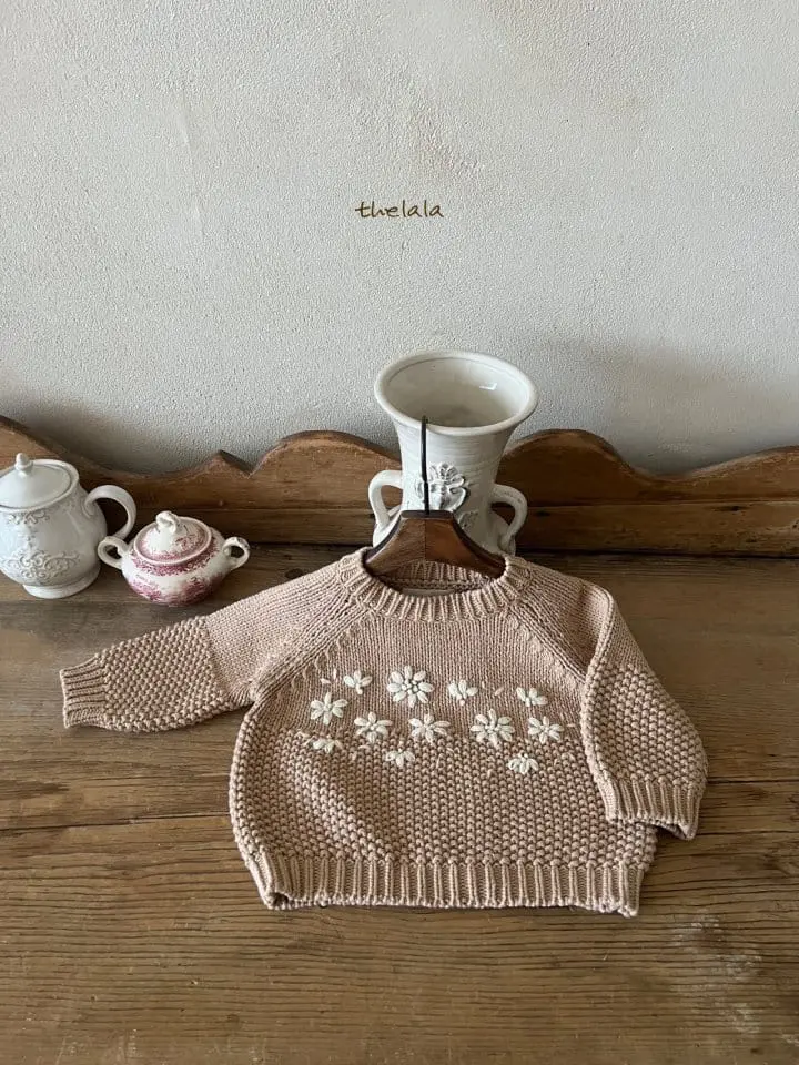 Lala - Korean Baby Fashion - #babyfever - Flower Path Knit Tee