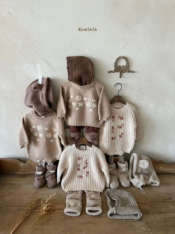 Lala - Korean Baby Fashion - #babylifestyle - Flower Path Knit Tee - 4
