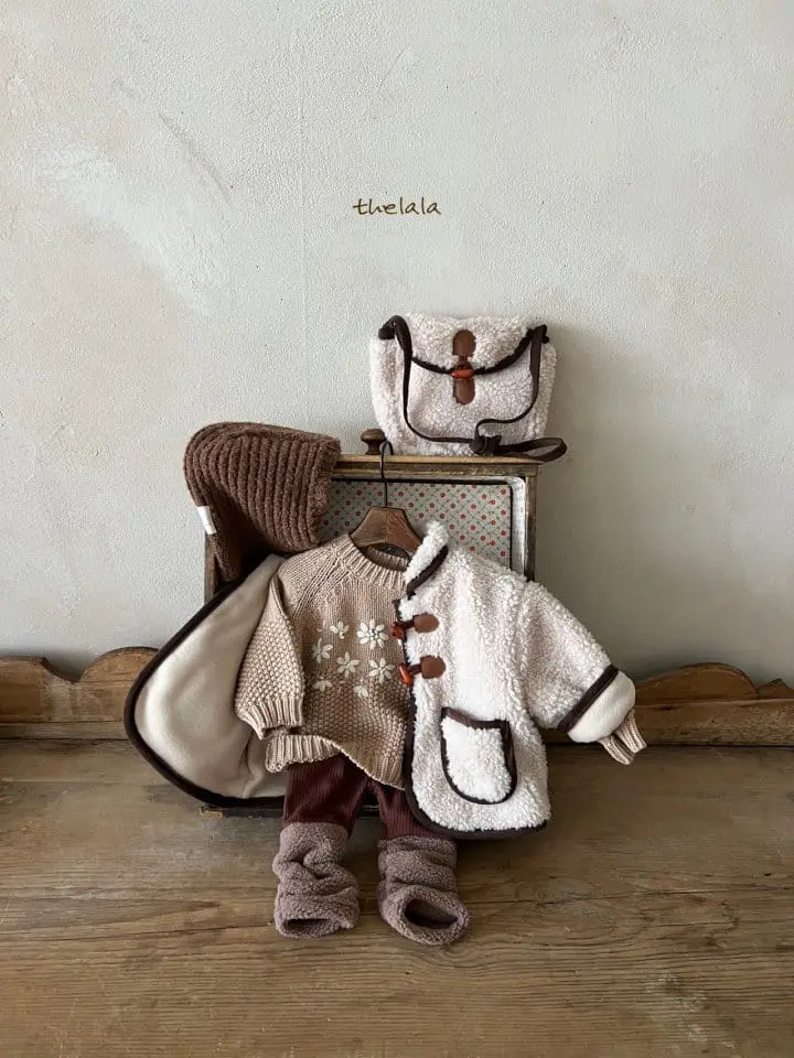 Lala - Korean Baby Fashion - #babyoutfit - Flower Path Knit Tee - 6