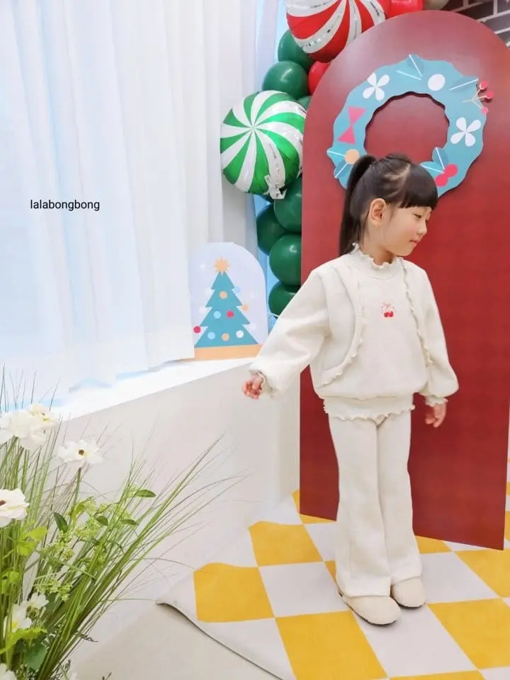 Lalabongbong - Korean Children Fashion - #designkidswear - Cherry Ribbon Top Bottom Set - 7