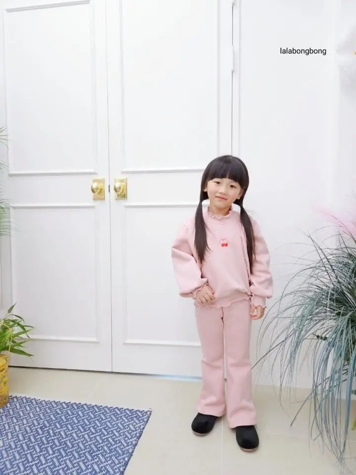 Lalabongbong - Korean Children Fashion - #kidzfashiontrend - Cherry Ribbon Top Bottom Set - 12