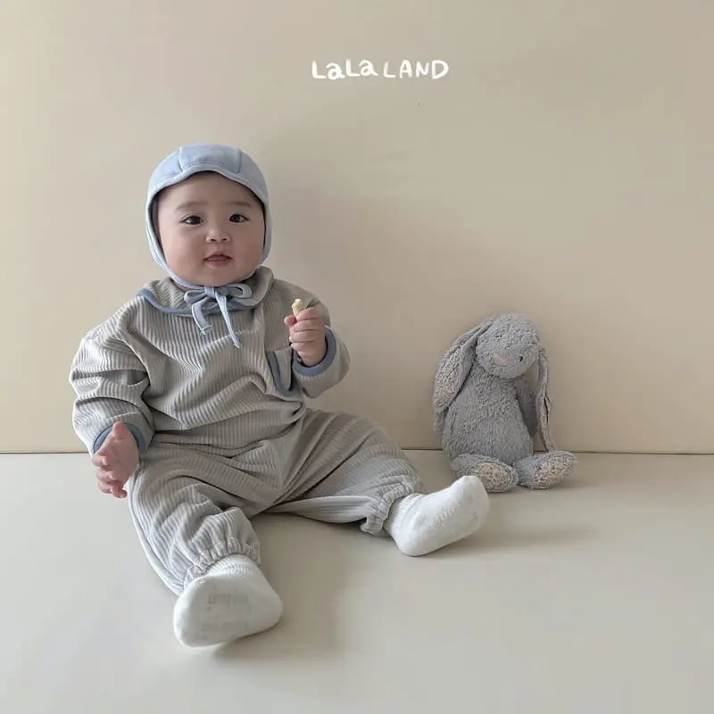 Lalaland - Korean Baby Fashion - #babygirlfashion - Bebe Roa Collar Top Bottom Set - 4
