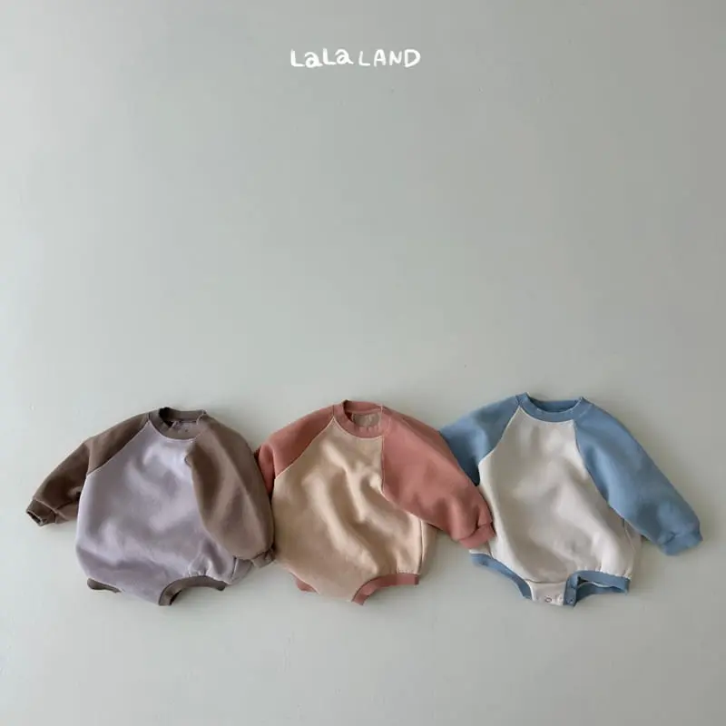 Lalaland - Korean Baby Fashion - #babyootd - Bebe Block Raglan Bodysuit - 3