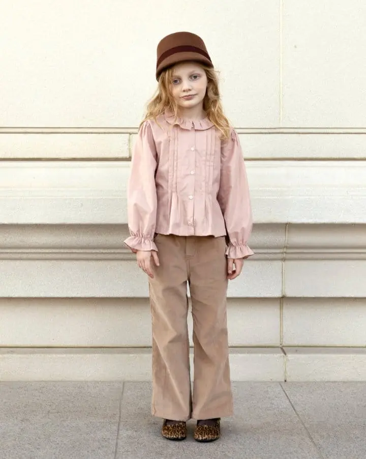 Le Bev - Korean Children Fashion - #childrensboutique - Gold P Pintuck Blouse