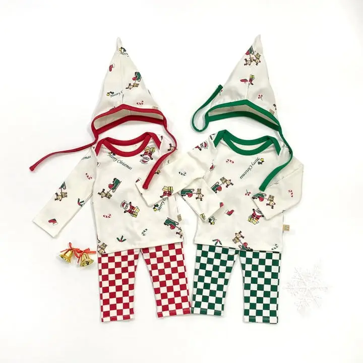 Lime & Blue - Korean Baby Fashion - #babyboutique - Chess Christmas Baby Set