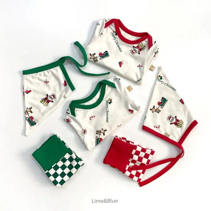 Lime & Blue - Korean Baby Fashion - #babyclothing - Chess Christmas Baby Set - 4