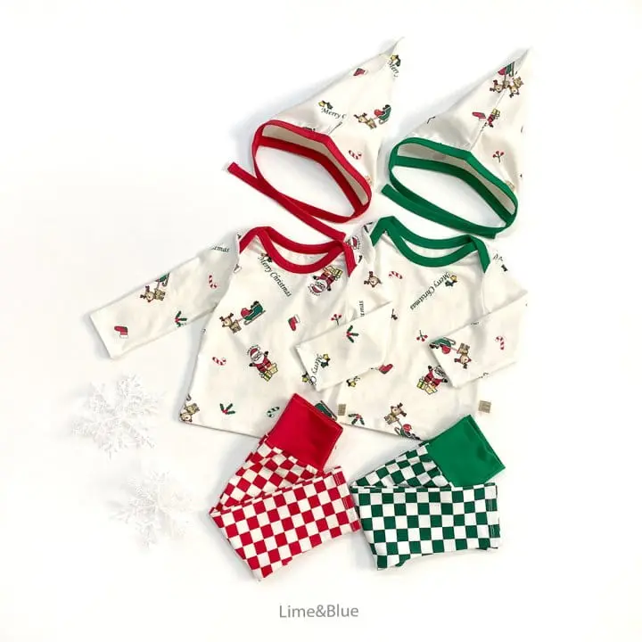 Lime & Blue - Korean Baby Fashion - #babyfever - Chess Christmas Baby Set - 5