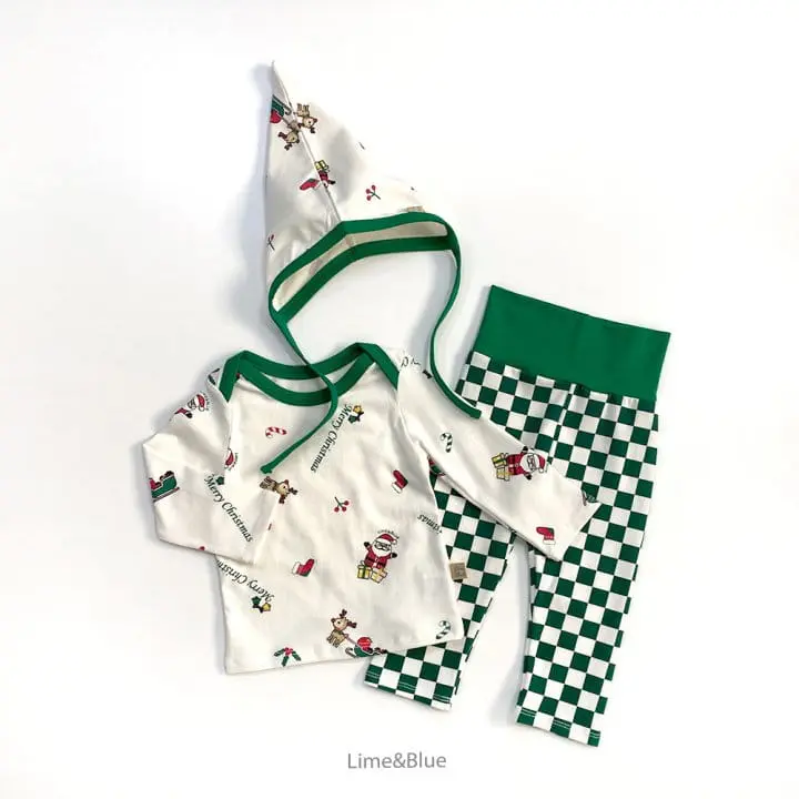 Lime & Blue - Korean Baby Fashion - #babygirlfashion - Chess Christmas Baby Set - 6