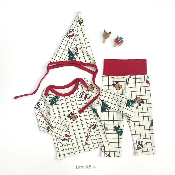 Lime & Blue - Korean Baby Fashion - #babygirlfashion - Merry Christmas Baby Set - 5