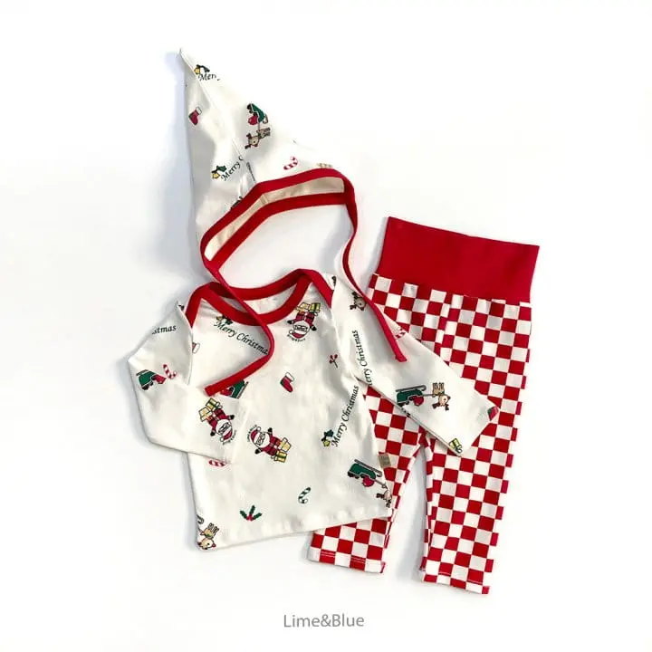 Lime & Blue - Korean Baby Fashion - #babylifestyle - Chess Christmas Baby Set - 7