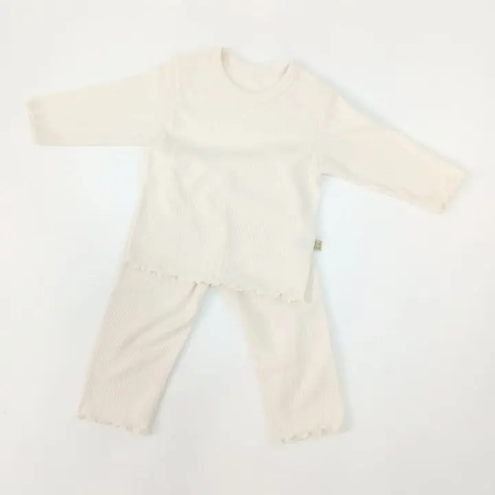 Lime & Blue - Korean Children Fashion - #childofig - Rib More Top Bottom Set  - 4
