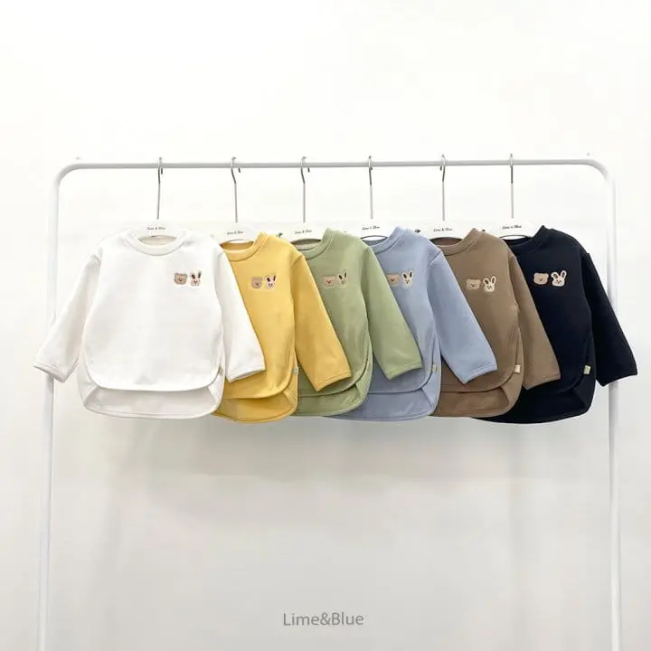 Lime & Blue - Korean Children Fashion - #childofig - Lime Friends Top Bottom Set - 3