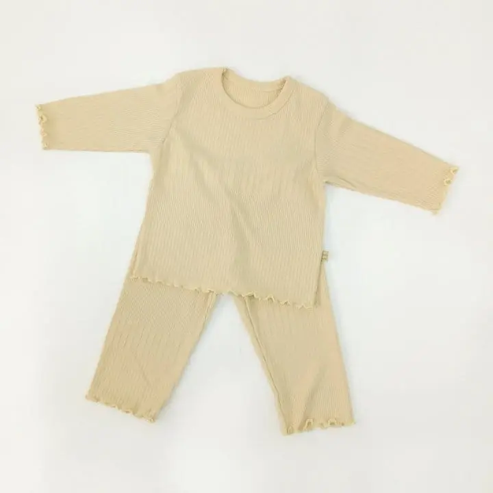 Lime & Blue - Korean Children Fashion - #childrensboutique - Rib More Top Bottom Set  - 5