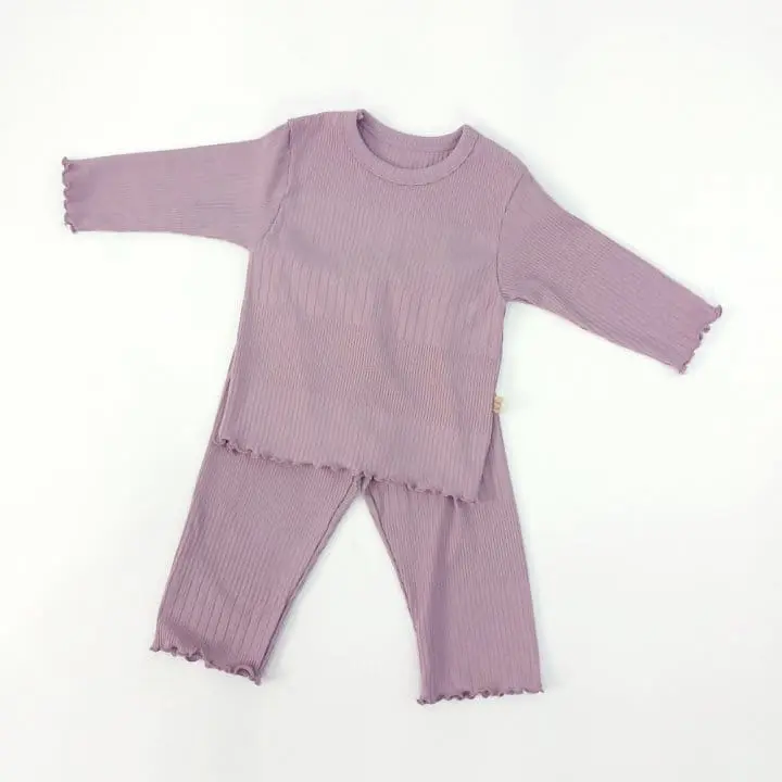 Lime & Blue - Korean Children Fashion - #discoveringself - Rib More Top Bottom Set  - 7