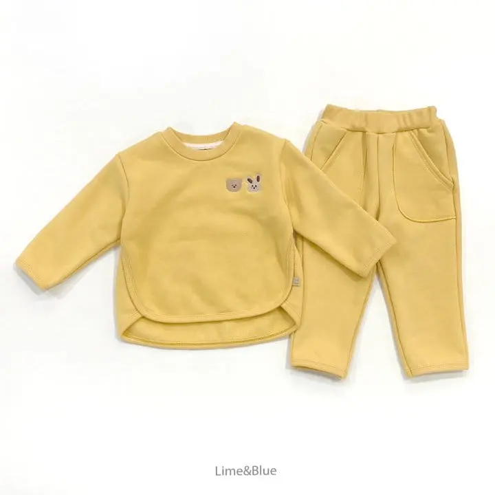Lime & Blue - Korean Children Fashion - #discoveringself - Lime Friends Top Bottom Set - 6