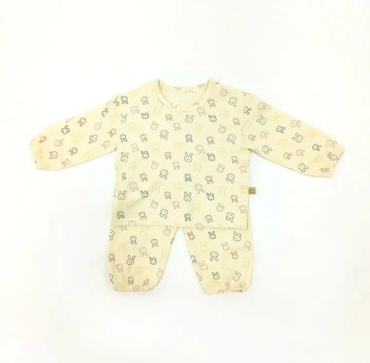Lime & Blue - Korean Children Fashion - #discoveringself - Line Rabbit Top Bottom Set - 5