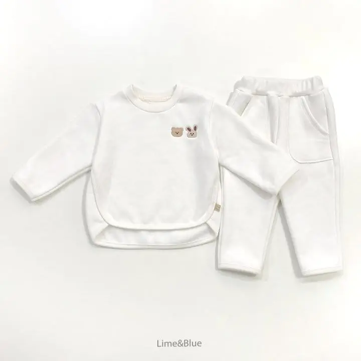 Lime & Blue - Korean Children Fashion - #fashionkids - Lime Friends Top Bottom Set - 7