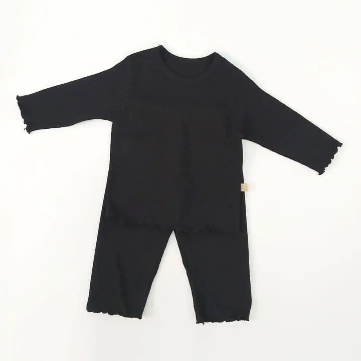 Lime & Blue - Korean Children Fashion - #kidsshorts - Rib More Top Bottom Set  - 9