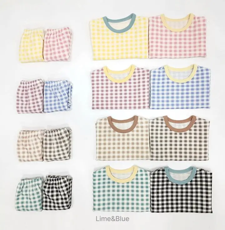 Lime & Blue - Korean Children Fashion - #kidzfashiontrend - Cracker Check Easywear - 3