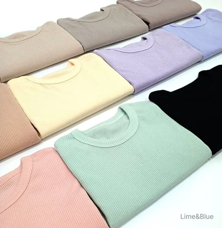 Lime & Blue - Korean Children Fashion - #kidzfashiontrend - Rib Bonbon Easywear