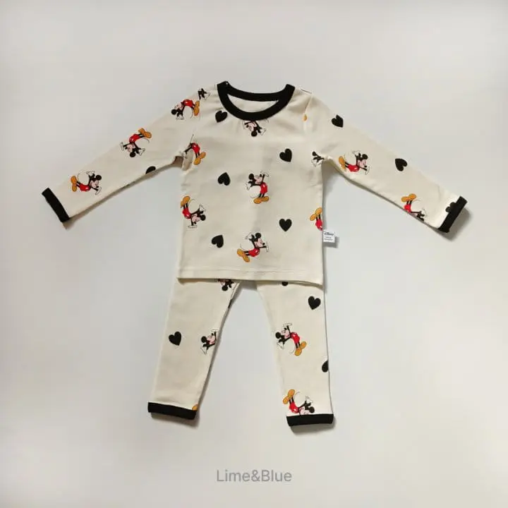 Lime & Blue - Korean Children Fashion - #kidzfashiontrend - MK Heart Top Bottom Set - 6