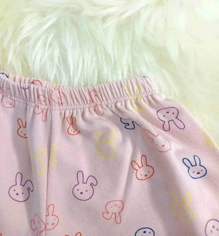 Lime & Blue - Korean Children Fashion - #magicofchildhood - Line Rabbit Top Bottom Set - 12