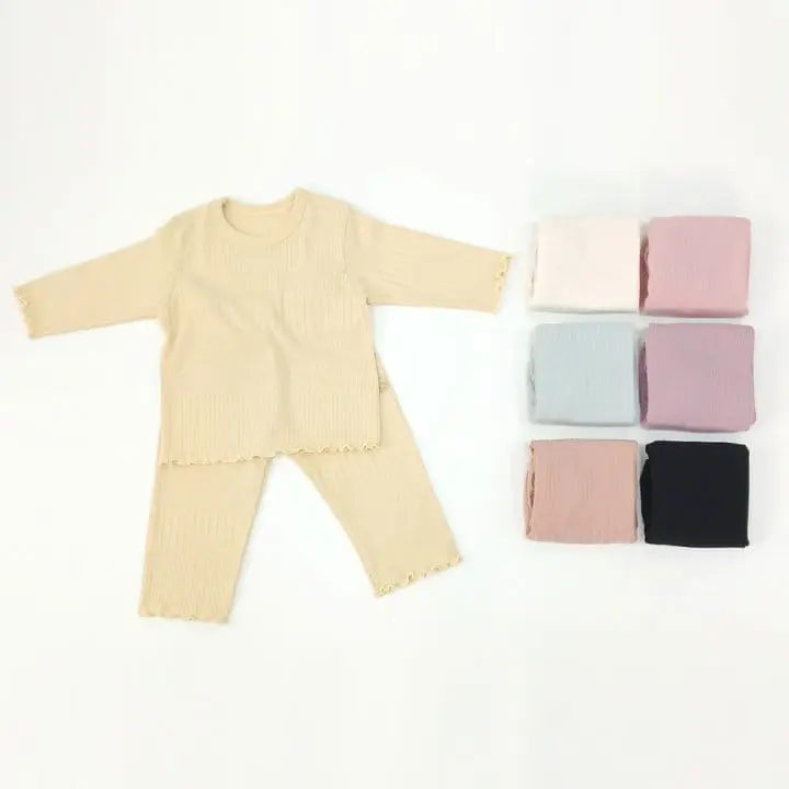 Lime & Blue - Korean Children Fashion - #minifashionista - Rib More Top Bottom Set 