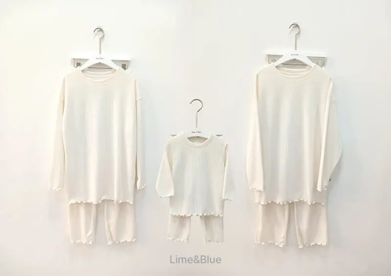 Lime & Blue - Korean Women Fashion - #momslook - Rib More Top Bottom Set Mom