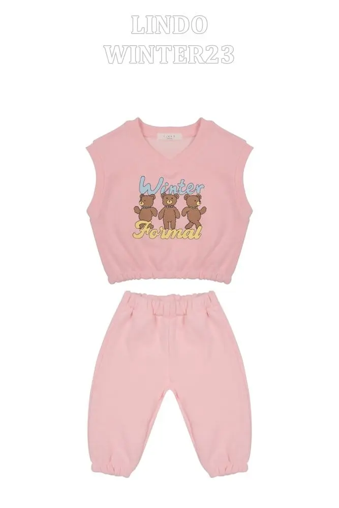 Lindo - Korean Children Fashion - #Kfashion4kids - Bear Three Vest Set - 9