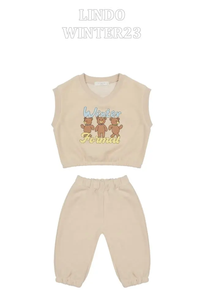 Lindo - Korean Children Fashion - #magicofchildhood - Bear Three Vest Set - 11