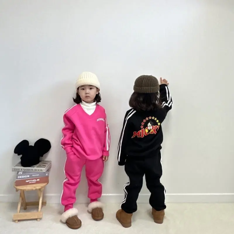 Little Rabbit - Korean Children Fashion - #Kfashion4kids - Fleece V Neck Top Bottom Set - 7