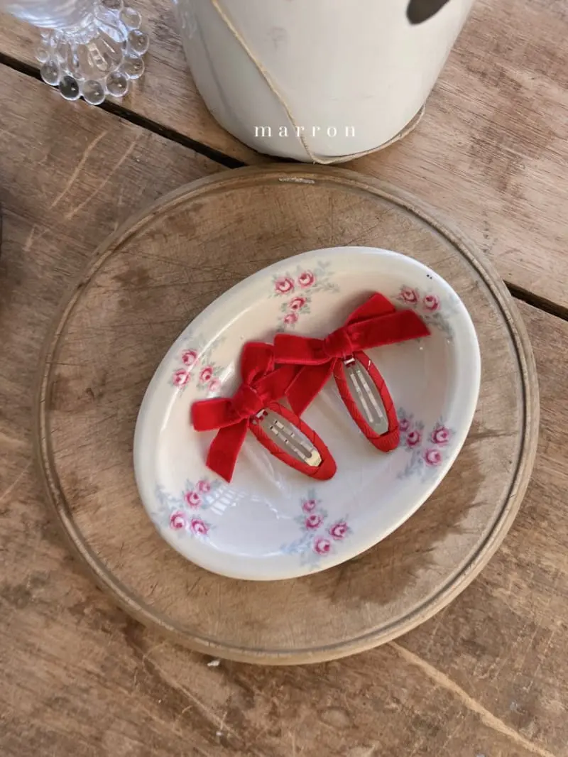 Marron Kid - Korean Children Fashion - #Kfashion4kids - Velvet Ribbon Hairpin