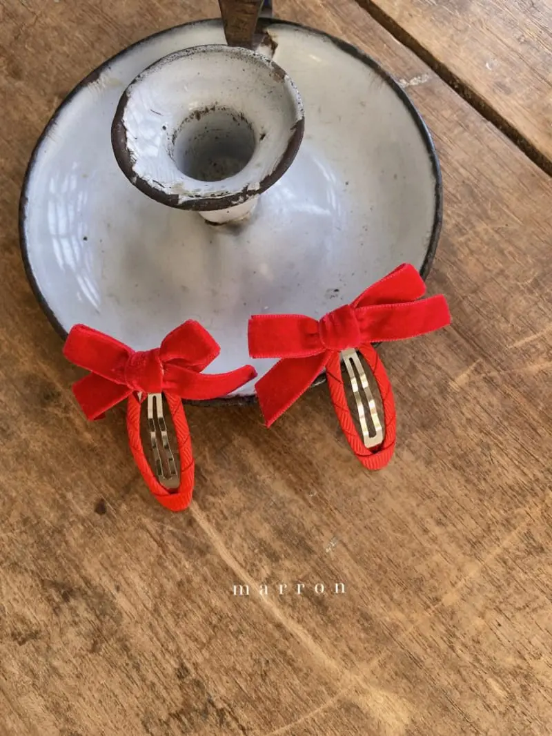 Marron Kid - Korean Children Fashion - #littlefashionista - Velvet Ribbon Hairpin - 2