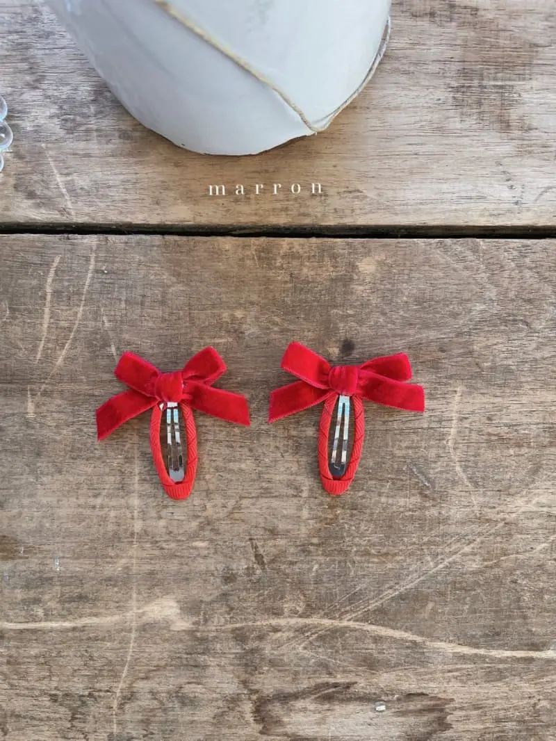 Marron Kid - Korean Children Fashion - #magicofchildhood - Velvet Ribbon Hairpin - 4