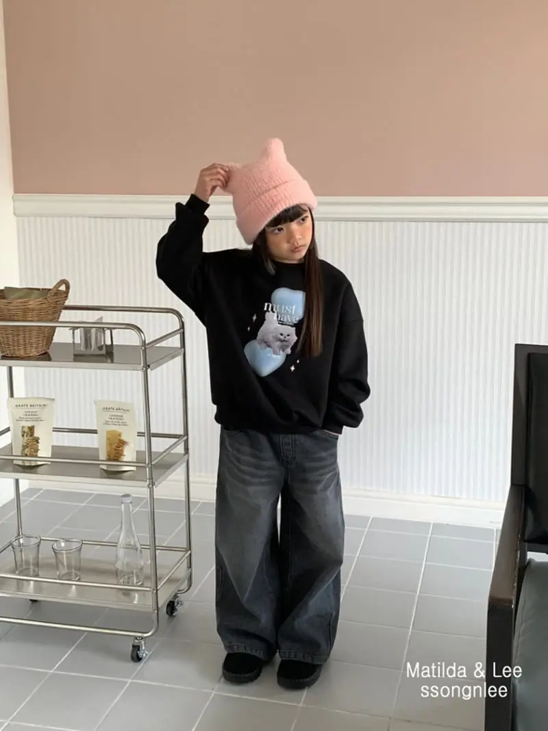 Matilda & Lee - Korean Children Fashion - #kidzfashiontrend - Heart Kitty Sweatshirt