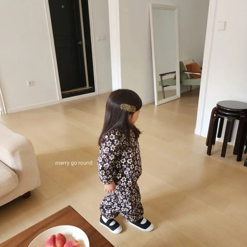 Merry Go Round - Korean Children Fashion - #discoveringself - Fleece Flower Top Bottom Set - 6