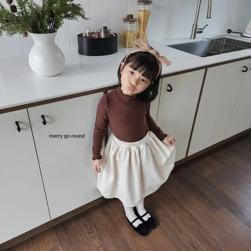 Merry Go Round - Korean Children Fashion - #kidsshorts - Snow Half Turtleneck Tee