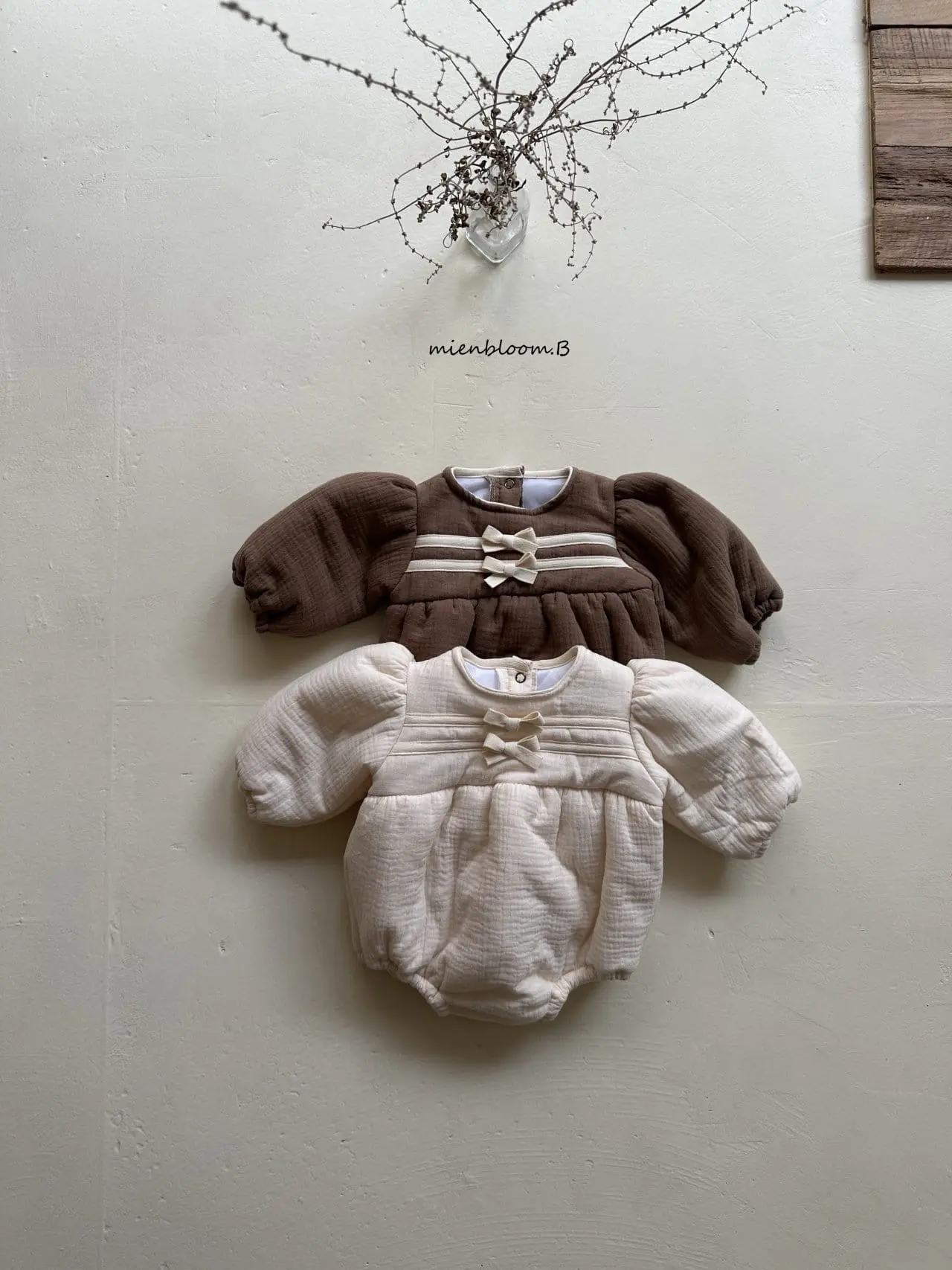 Mienbloom B - Korean Baby Fashion - #babyclothing - Double Ribbon Body Suit