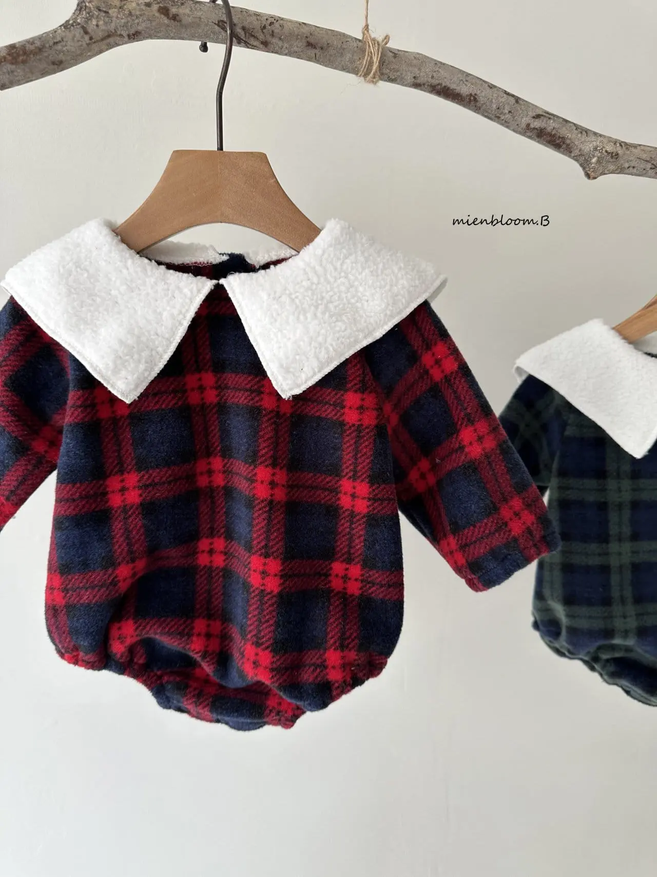 Mienbloom B - Korean Baby Fashion - #babyfever - Winter Check Body Suit - 5