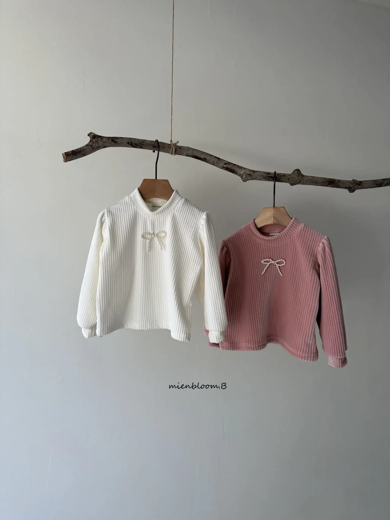 Mienbloom B - Korean Children Fashion - #minifashionista - Pearl Ribbon Mink Tee