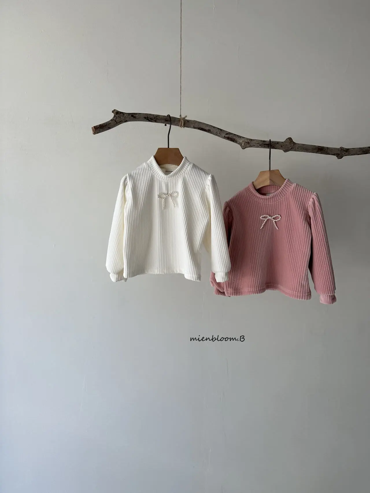 Mienbloom B - Korean Children Fashion - #prettylittlegirls - Pearl Ribbon Mink Tee - 2