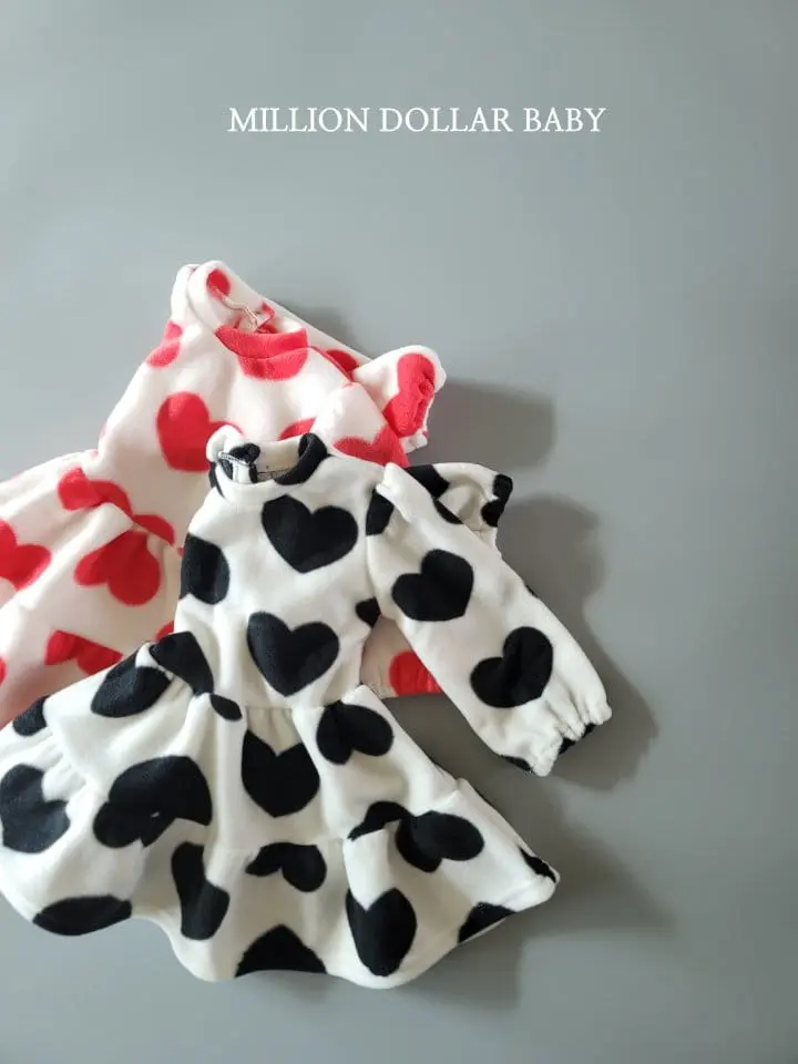 Million Dollar Baby - Korean Children Fashion - #kidsstore - Heart One-Piece - 5